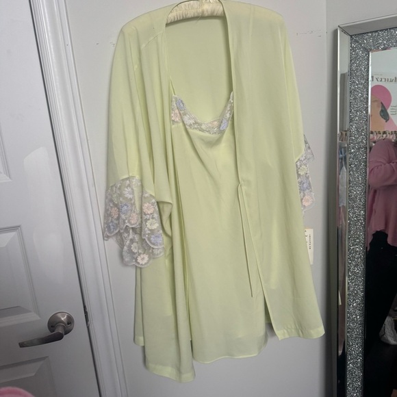 NWT Vtg Josie Natori Deadstock Lace Robe w slip Cottage Fairycore coquette S - Picture 5 of 8